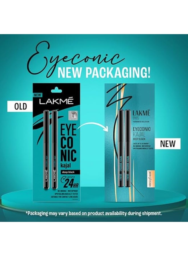 Lakme 9 to 5 Eyeconic Kajal Twin Pack, Matte Waterproof Kohl, Smudge Proof Kajal Pencils that lasts hours, Pack of 2- Deep Black, 0.35g - Image 4